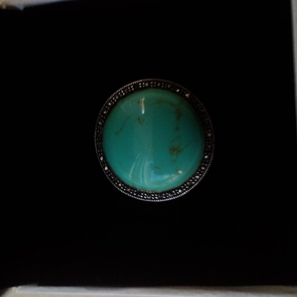 Sterling Silver  & Turquoise and Marcasite Ring